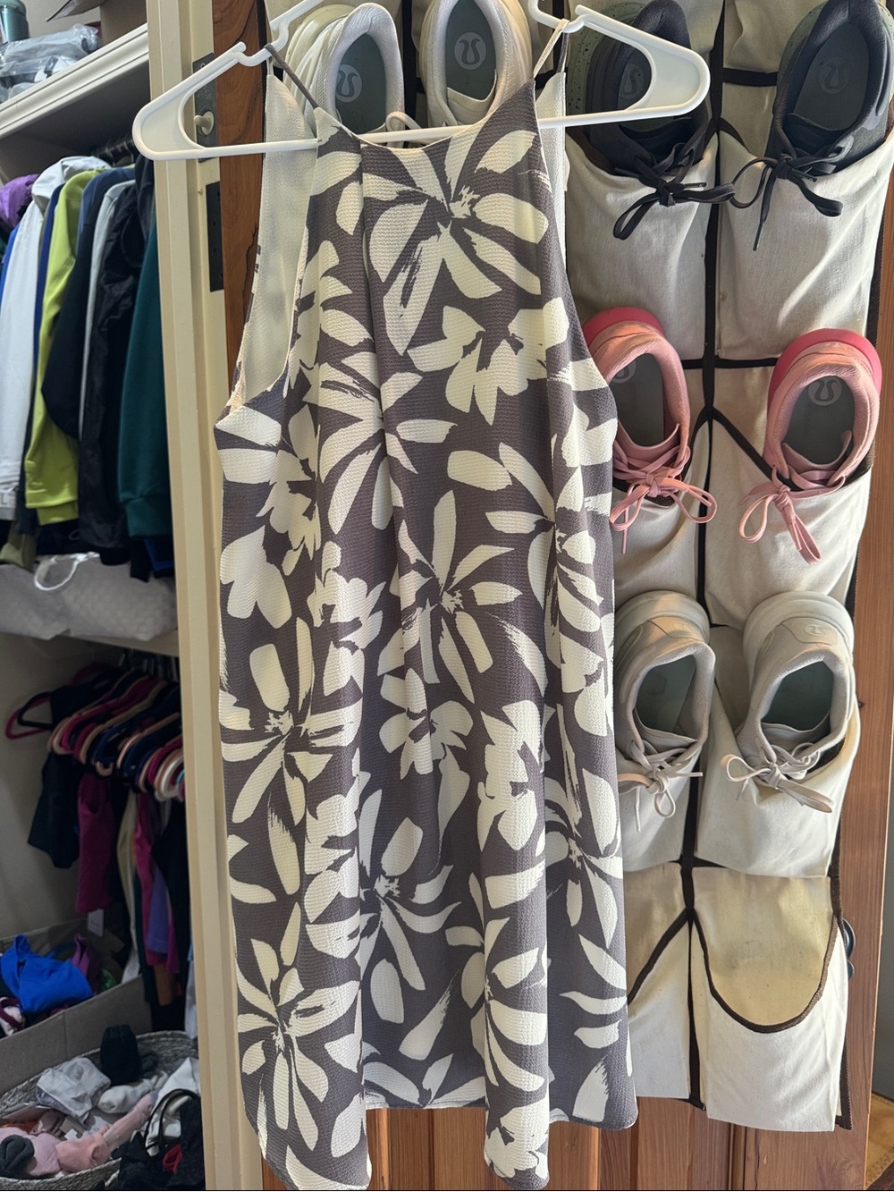 Tyche White Floral Halter Mini Dress on Gray